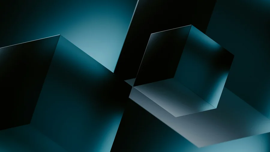 Dark teal 3D cubes abstract render
